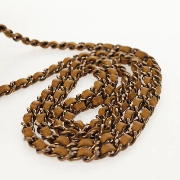 CHANEL Chain Shoulder Bag Suede Yellow Gold CC Auth 145362A - Picture 10 of 16